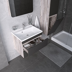 Grossman Мебель для ванной Талис 80 подвесная бетон пайн/графит матовый – фотография-7